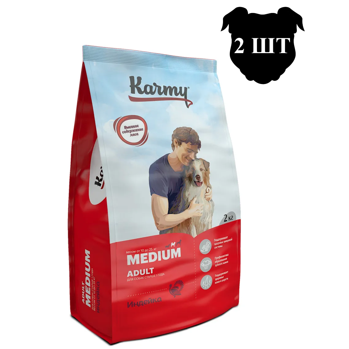 Сухой корм для взрослых собак средних пород, Karmy Medium Adult, с индейкой  купить с доставкой в интернет-магазине зоогастроном.ру