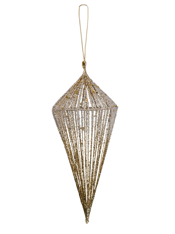 Елочная игрушка Кристал 11х23см ChristmasDeLuxe перламутровый с золотом