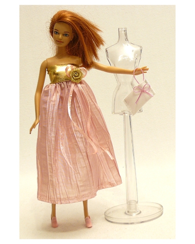 Платье из жатой парчи - На кукле. Одежда для кукол, пупсов и мягких игрушек.
