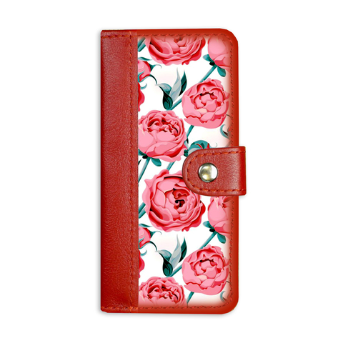 Клатч на кнопке мини, комбинированный "Букет роз", красный