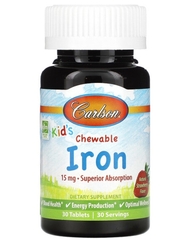 Carlson, Kid's Chewable Iron, клубника, 15 мг, 30 таблеток