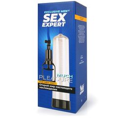 Прозрачная вакуумная помпа Sex Expert со шкалой - 