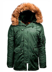 Куртка Аляска Alpha Slim Fit N-3B Parka (оливковая - s.green/orange)