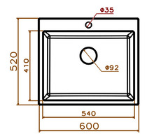 Кухонная кварцевая мойка Granula 6001, БАЗАЛЬТ