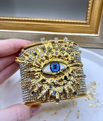 Браслет манжета ГЛАЗ с кристаллами. в стиле Schiaparelli