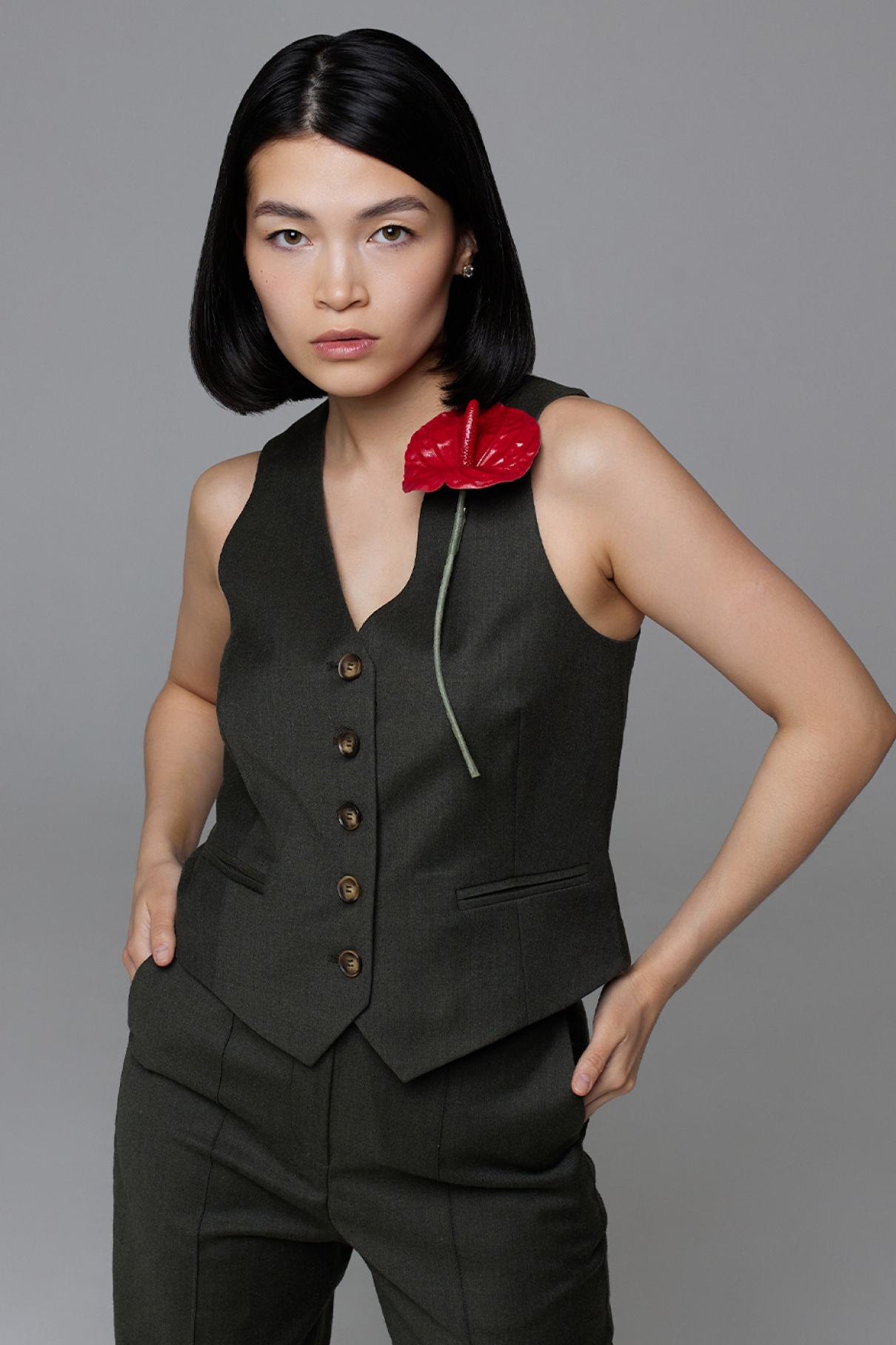 Брошь Антуриум, красный