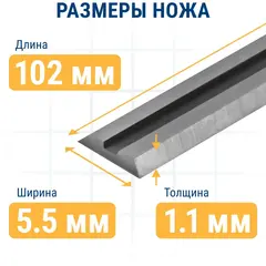 Нож для рубанка ПРАКТИКА 102 мм х 5,5 мм, твердосплавный (2 шт.) (773-798)