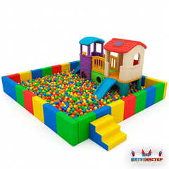 Сухой бассейн с игровыми домиками «Детский мир», 5×4,4×1,6 м