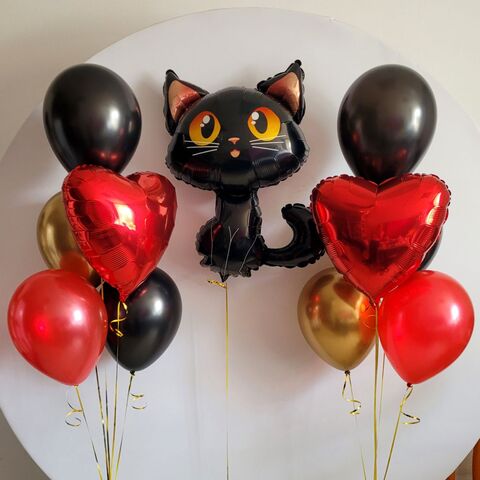 Набор шаров с чёрной кошкой