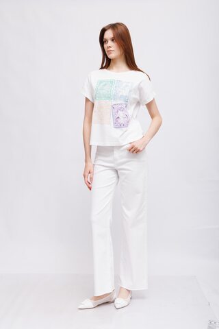 Marc Cain Sports Футболка хлопковая с аппликациями в виде марок