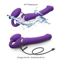 Фиолетовый безремневой вибрострапон Silicone Bendable Strap-On - size XL - 