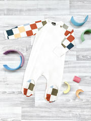 Комбинезон Mjölk Sleep and Play Шахматы, с рукавом реглан