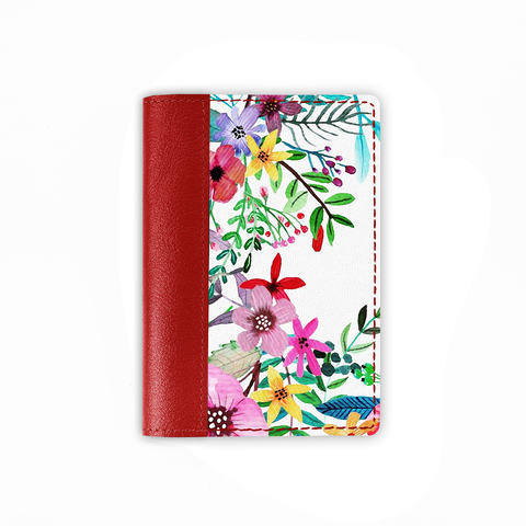 Обложка на паспорт комбинированная «Яркие цветы», красная