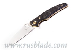 Cheburkov Golden Raven M390 CF Folding Knife Gold Plated 