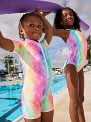 Купальник слитный на молнии для девочки Next E77-698, Розовый, Голубой