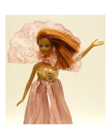 Платье из жатой парчи - На кукле. Одежда для кукол, пупсов и мягких игрушек.