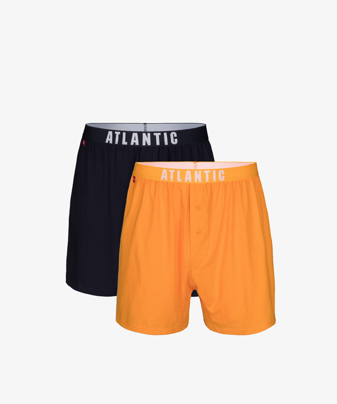 Мужские трусы боксеры Atlantic, набор из 2 шт., хлопок, темно-синие + желтые, 2MBX-025