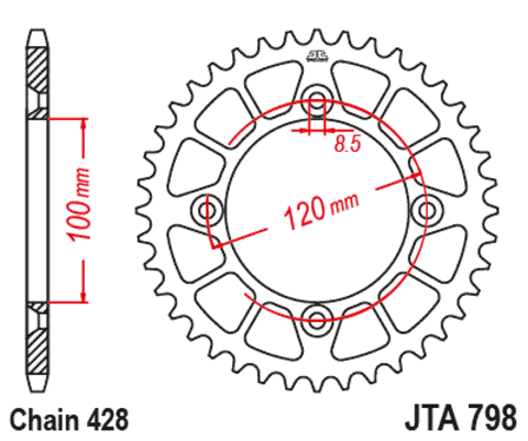 Звезда ведомая алюминиевая JTA798 48BLK