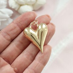 Подвеска Сердце, дутая, 28*38 мм, позолота, П848