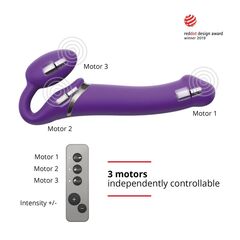 Фиолетовый безремневой вибрострапон Silicone Bendable Strap-On - size XL - 