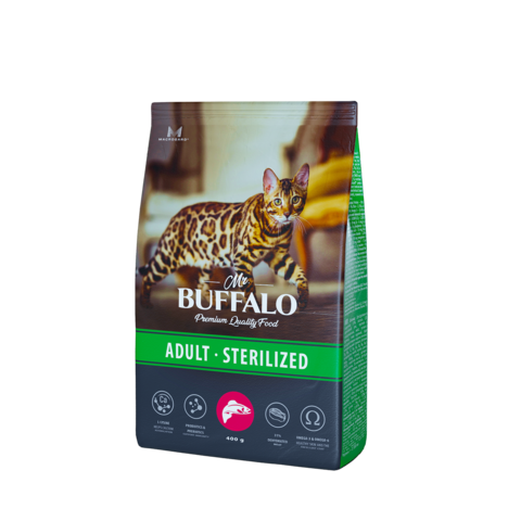 Mr.Buffalo Adult Sterilized сухой корм для стерилизованных кошек (лосось) 400 гр