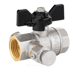 Кран шаровой латунь со спускником Pride никель Ду 15 ВР G1/2" бабочка LD 44.15.В-В.С.Б