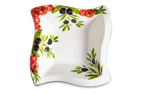 Салатник с изгибом 18х18см Edelweiss Томаты и оливки