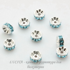 77506 Бусина - рондель Сваровски Aquamarine (цвет - серебро) 6х3 мм