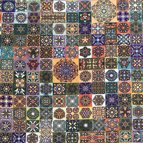 ПРЕДЗАКАЗ, САД ЭМИРА мелкая мозаика 100% хлопок Handmade Fabrics