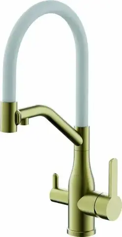 Смеситель для кухни с подключением фильтра BELZ B78815-5 нержавеющая сталь, брашированное золото