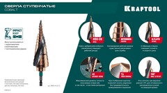 KRAFTOOL COBALT 4-39мм, 14 ступеней, азотирование, винтовая спираль, сверло ступенчатое(29691-4-39-14)