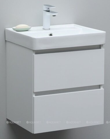 Aquanet 308337 Тумба с раковиной Вега 50 2 ящ. цв.белый глянец (308337)
