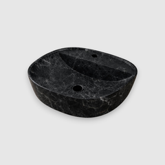 Раковина накладная овальная, с полочкой для смесителя 405x405x120 мм SPIN 40 CG.23598 мрамор черный