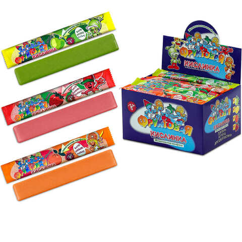 Жевательная конфета Фруктовая кислинка 1кор*8бл*75шт, 18гр