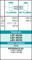 Гильза блока цилиндров TEIKIN LSF46256 (4шт/упак) не хонингованная
