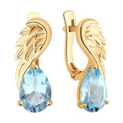 728035 - Серьги КРЫЛЬЯ из золота 585 пробы с топазами