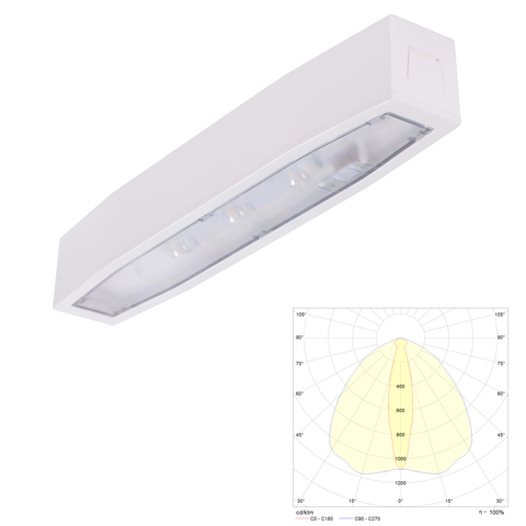 Аварийный светильник для эвакуационных проходов в торговых залах с высокими потолками Suprema LED SСH NT IP54 Intelight – внешний вид
