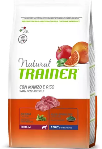 Trainer Natural Medium Adult сухой корм для взрослых собак средних пород (говядина/рис) 12 кг