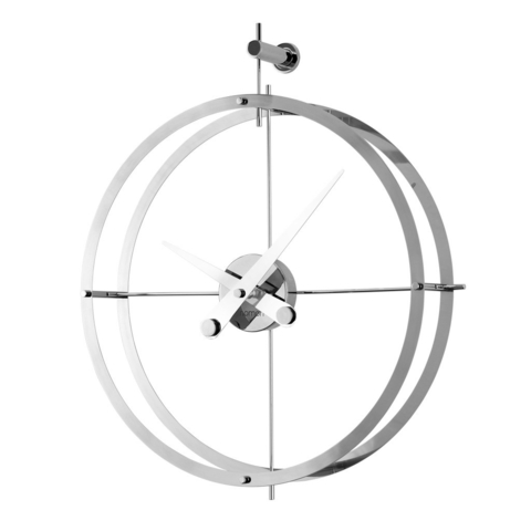 Часы NOMON Dos Puntos (основание - хромированная сталь/центр - хромированная сталь/стрелки - белый лак). D=43см, H=56см