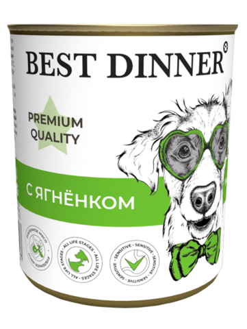 Best Dinner Premium Меню №1 консервы для щенков и юниоров (ягненок) 340 гр