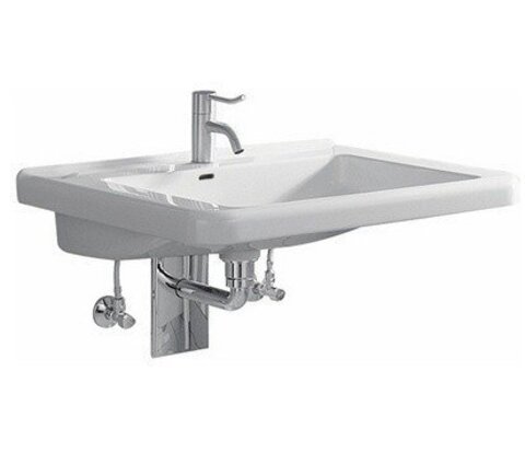 Раковина Geberit Renova Comfort Square, безбарьерная: B=60см, T=55см, Отверстие под смеситель=По центру, Перелив=На виду, Белый