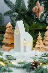 Церковь-подсвечник из неглазурованного фарфора, белая, Германия