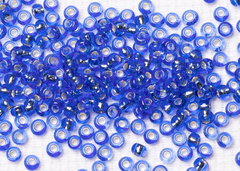 Бисер 8/0 PRECIOSA, 50г, прозрачный тёмно-голубой с серебряным прокрасом