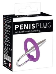 Уретральный плаг с силиконовым кольцом под головку Penis Plug - 