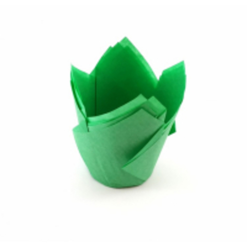 Форма бумажная тюльпан 50х80 мм Зеленая, 10 шт
