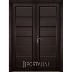 Купить Межкомнатная двустворчатая дверь массив ольхи Премьер плюс венге остеклённая