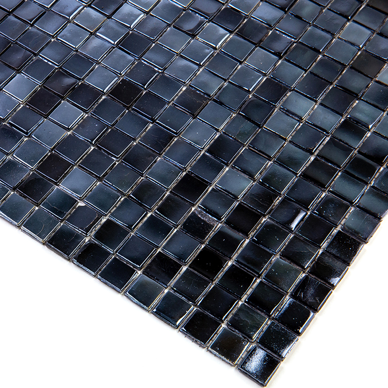 NB507 Мозаика одноцветная чип 15 стекло Alma Mono Color серый темный квадрат глянцевый перламутр