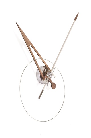 Часы Nomon CRIS (основание - хромированная сталь/стрелки - белое стекловолокно и орех). D=80см