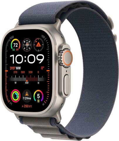 Умные часы Apple Watch Ultra 2 49 мм  натуральный титан,  ремешок Alpine синего цвета (M)