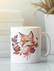 Кружка с изображением Лиса (Лисенок, fox) белая 001